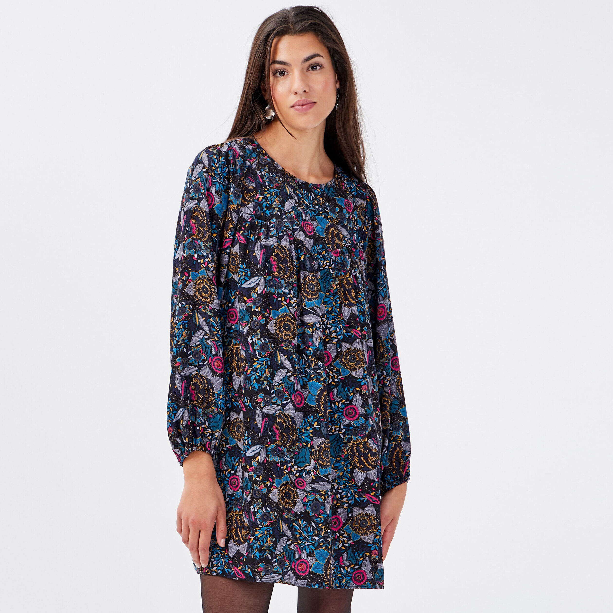 Robe droite manches longues noir femme | Cache Cache