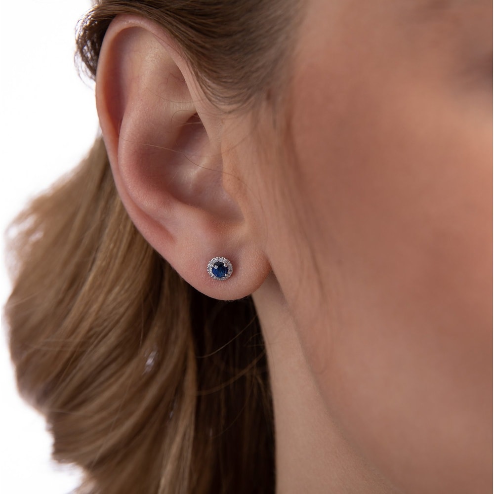 Valeria Boucles d'oreilles à fermoir à poussette 375 Or blanc Boucles d'oreilles