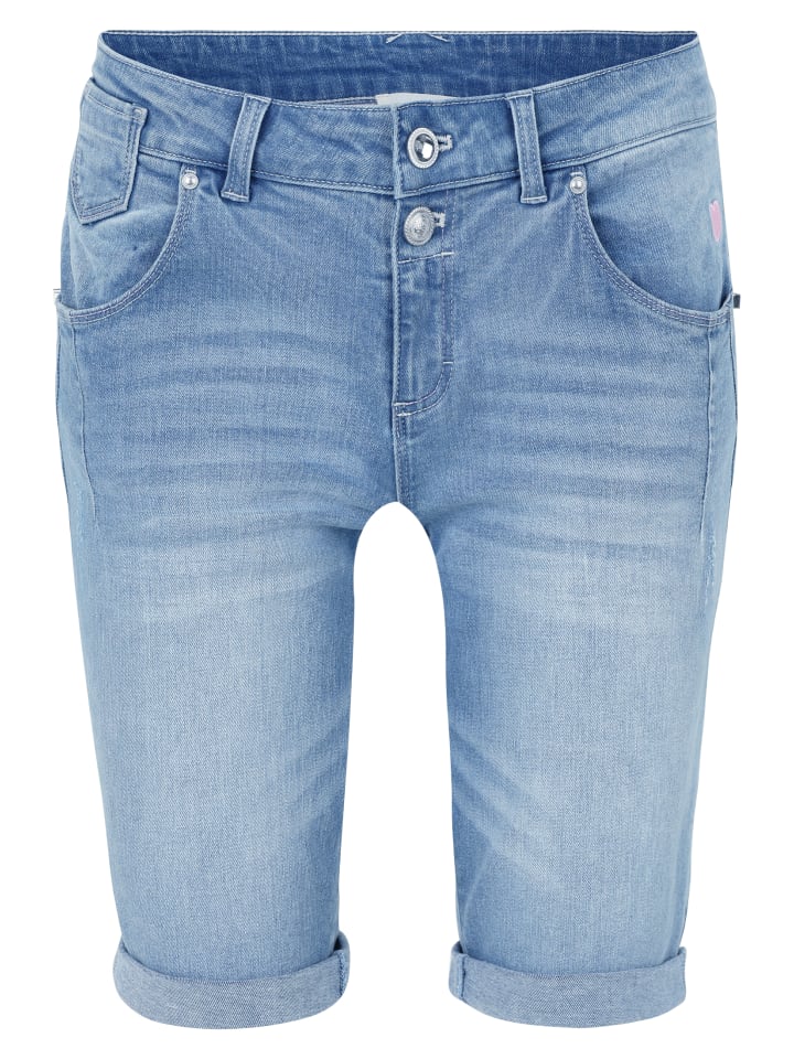 CARTOON Jeans-Shorts mit Stickerei in Blau günstig kaufen