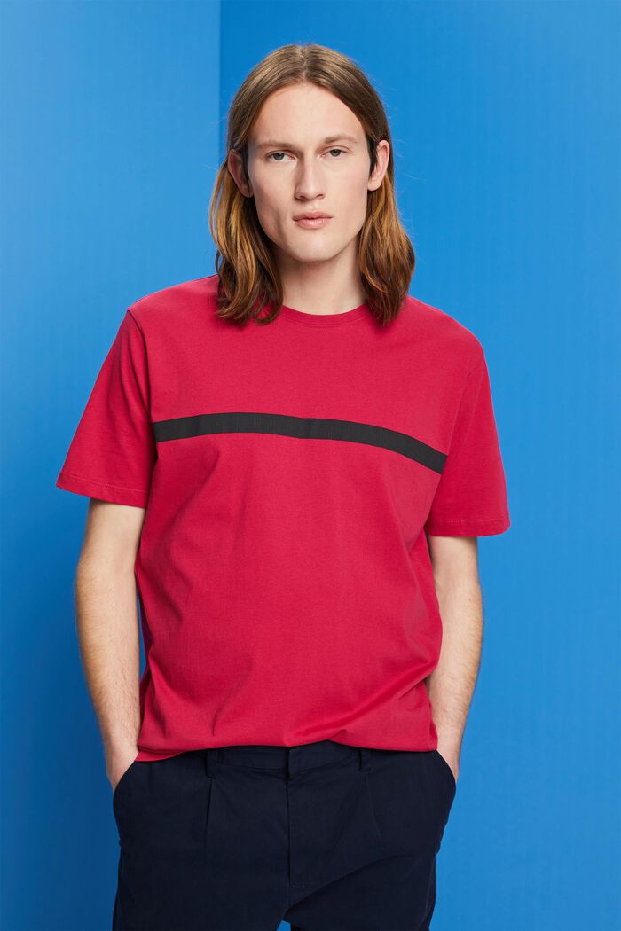 Baumwoll-T-Shirt mit Kontraststreifen