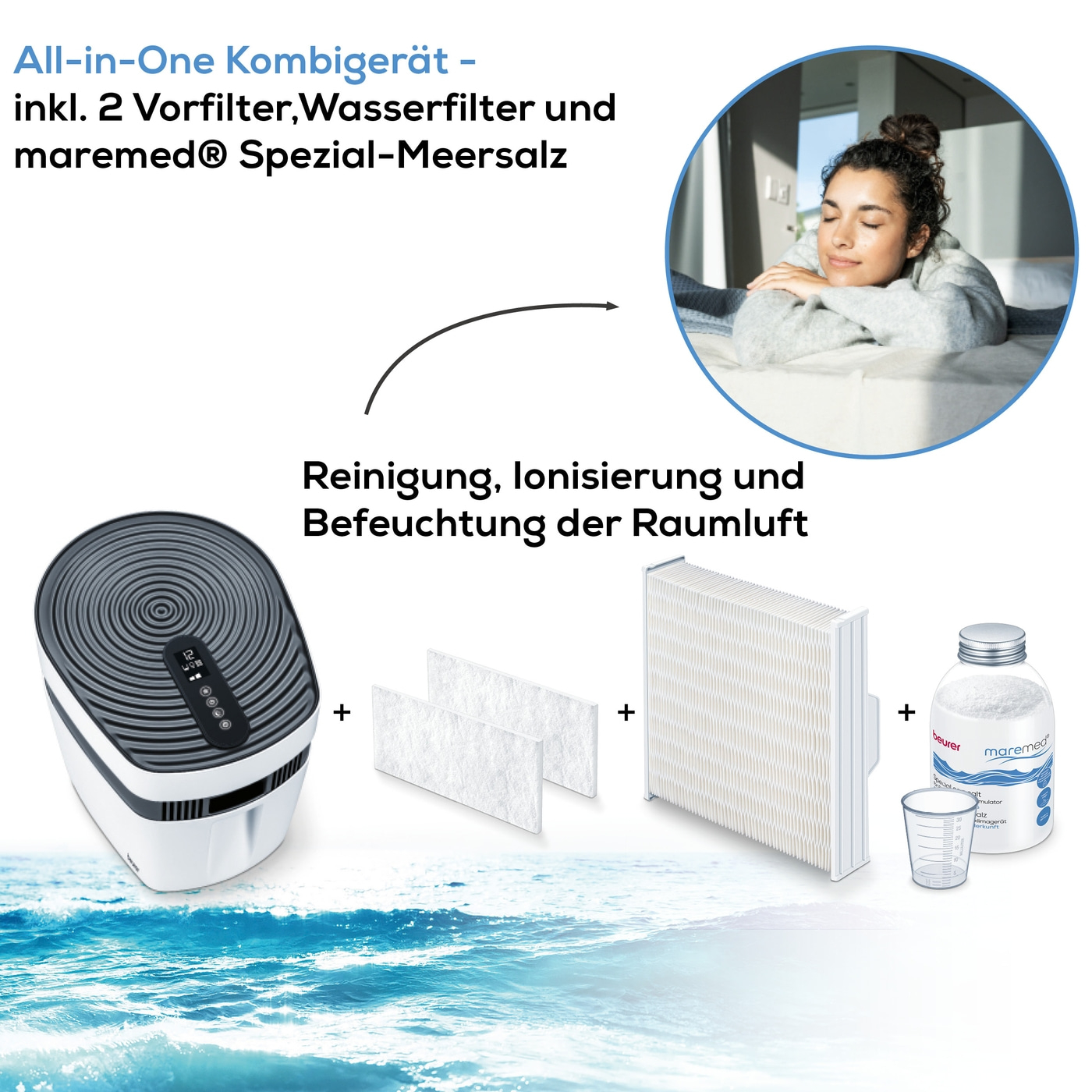 Beurer maremed® Meeresklimagerät-Meeresklimagerät mit Luftbefeuchtung & -reinigung für eine verbesserte Atmung