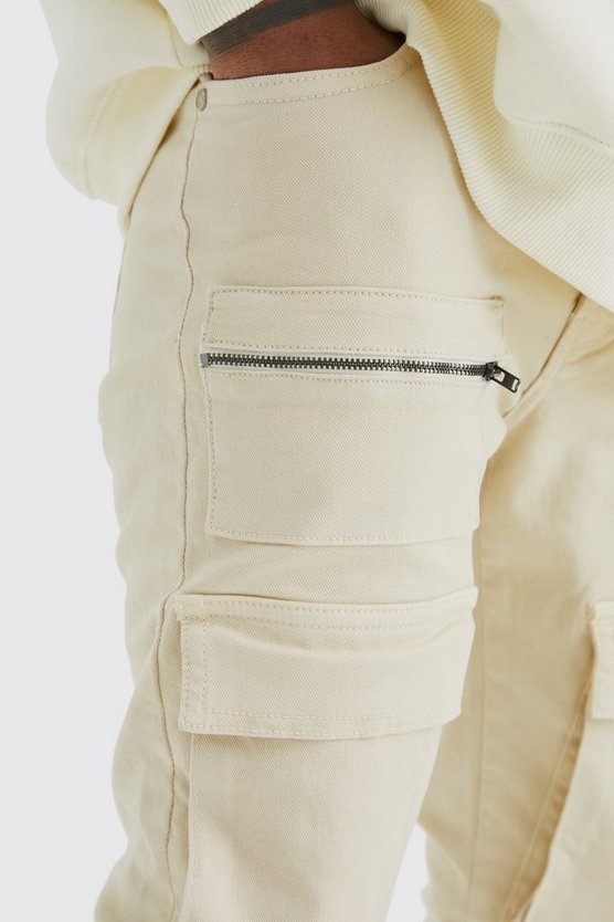 Skinny Cargo-Hose mit Reißverschluss