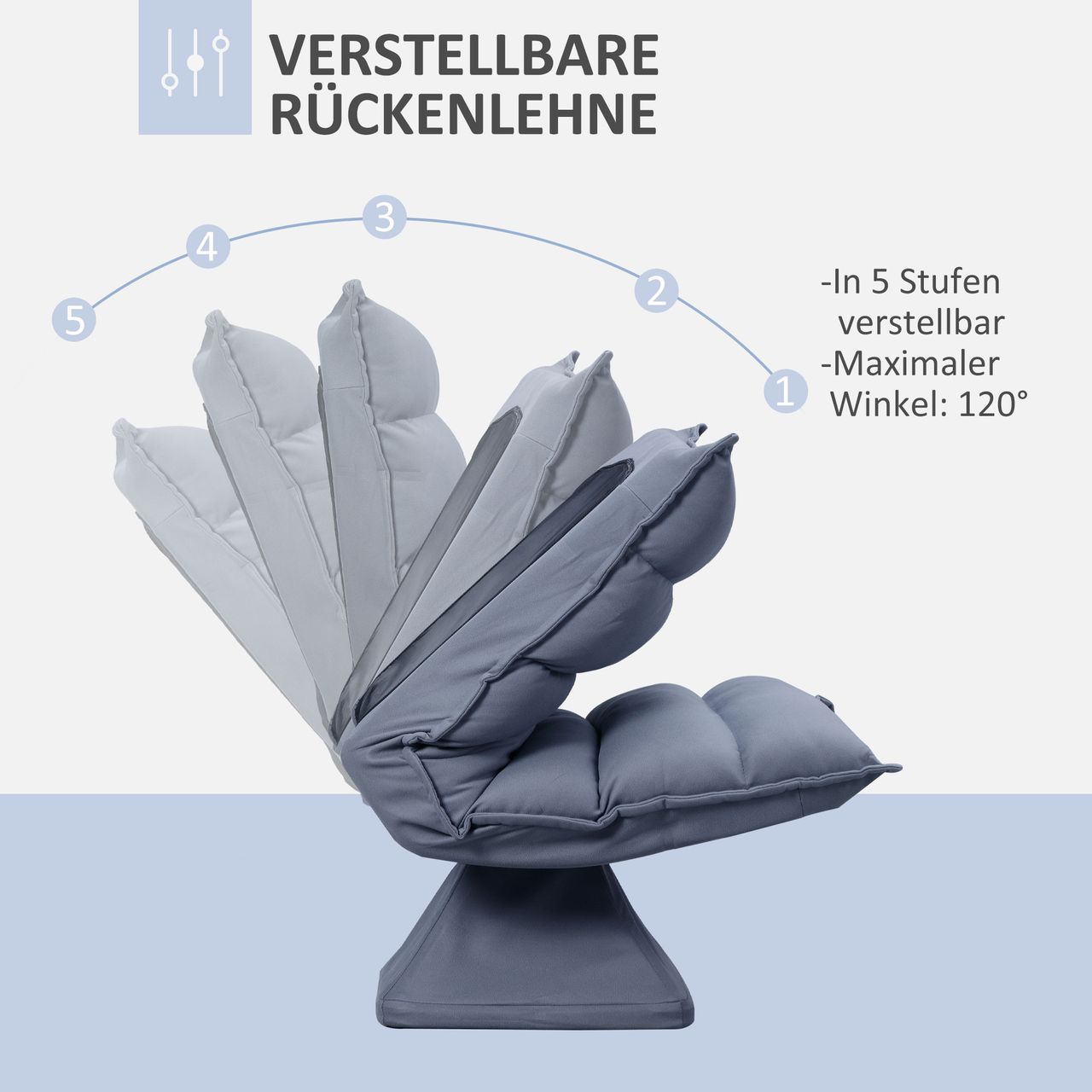 HOMCOM Bodensofa Bodenstuhl mit Verstellbarer Lehne, Drehbarer Meditationsstuhl