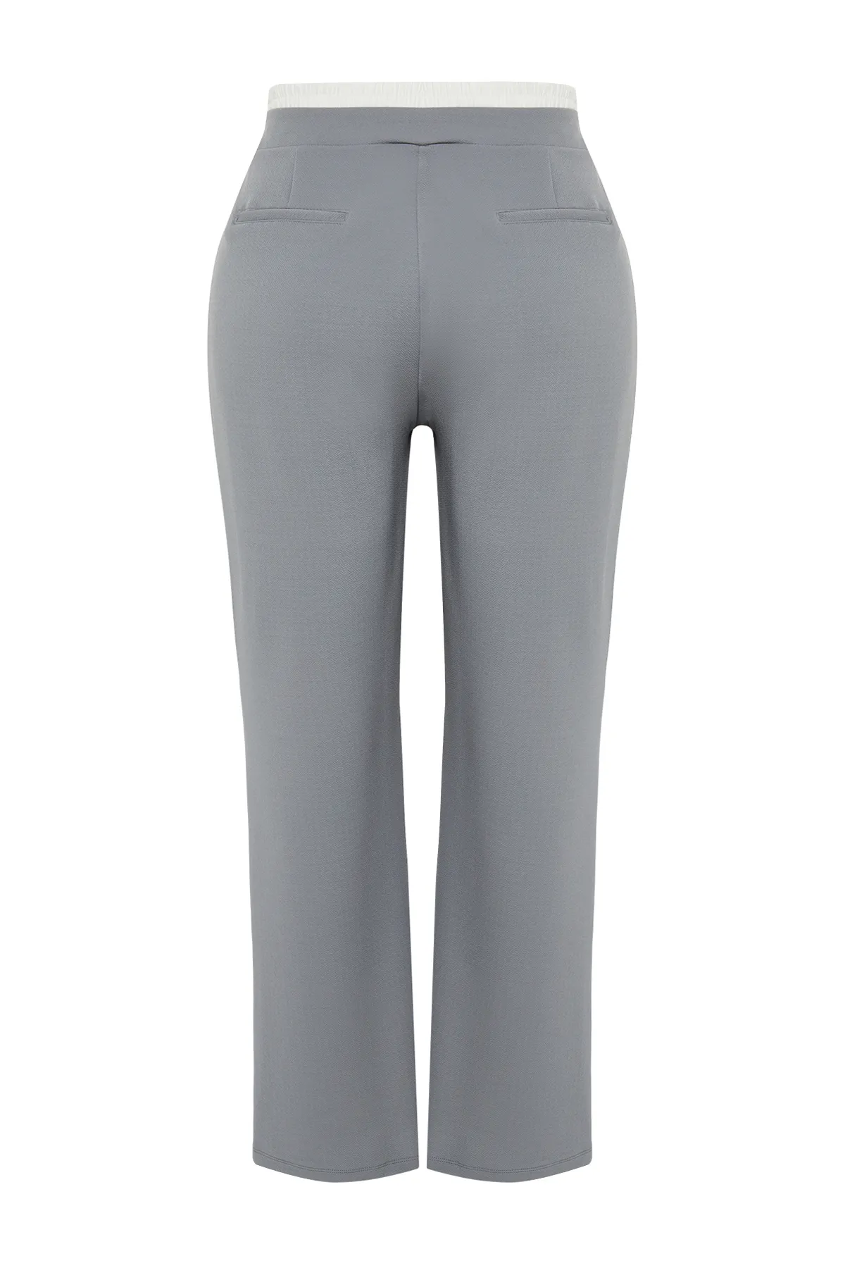 Trendyol Curve  Graue Strickhose mit Taillendetail TBBSS24AR00000