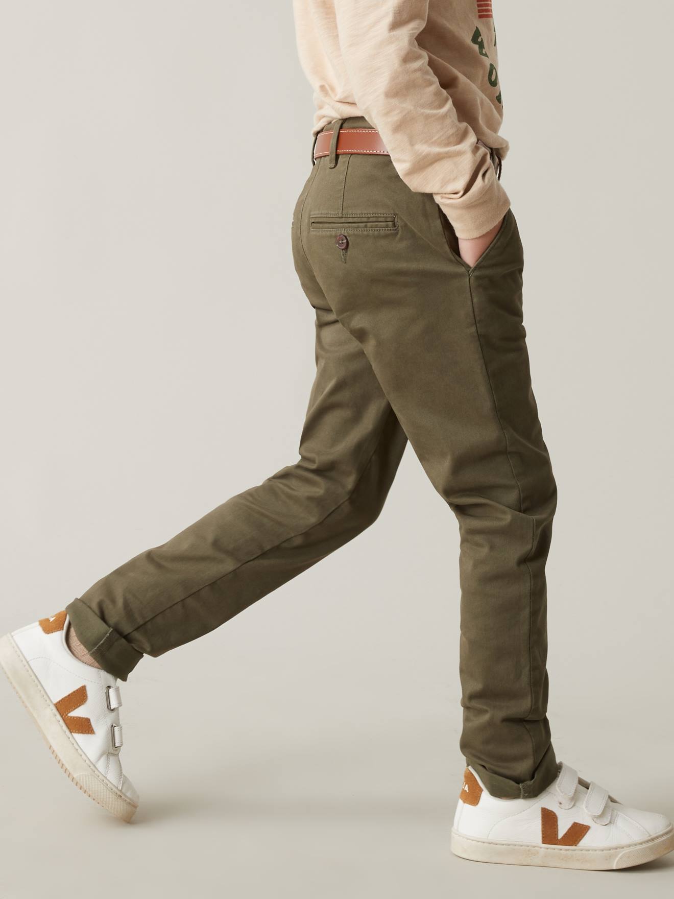 Pantalon chino garçon CYRILLUS kaki