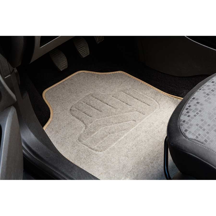 Norauto Universal Autoteppich im 4-teiligen Komplettset, Auto Textil Fußmatten, cream - ATU