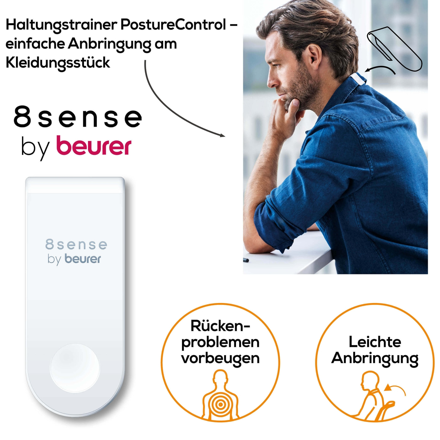 Der Beurer PC 100 PostureControl Haltungstrainer-Haltungstrainer mit sanftem Vibrationssignal zur Vorbeugung von Rückenproblemen