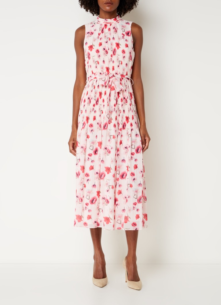 Vestido midi Tillie de Phase Eight con estampado floral y pliegues.