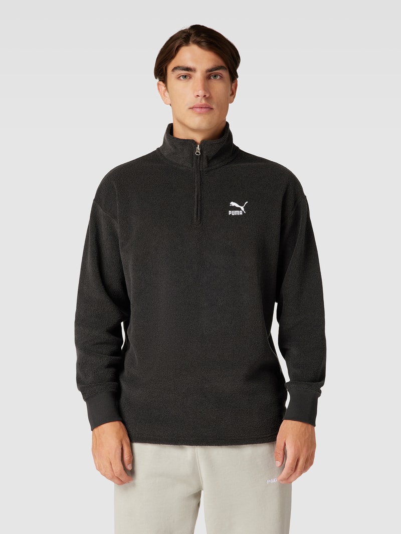 Sweatshirt mit Fleece Modell 'CLASSICS' in schwarz