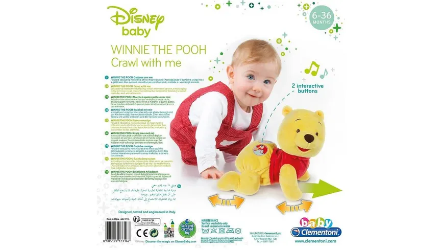 Clementoni -  baby - Winnie The Pooh - Krabbel mit mir Lern-Plüschtier
