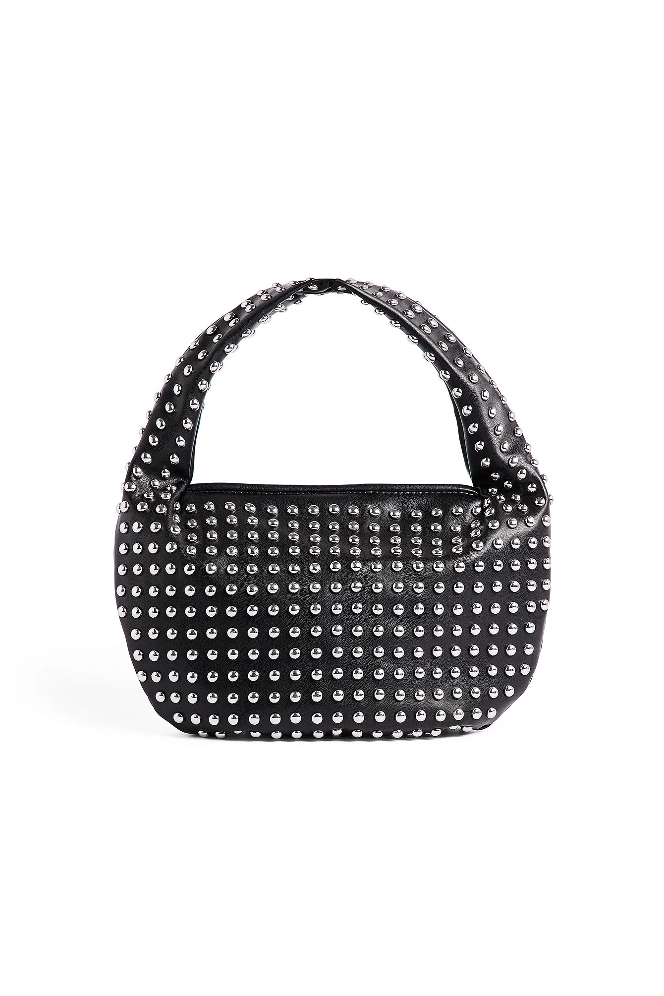 Lederartige runde Tasche mit Besatz