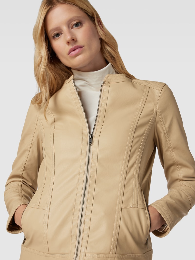 Lederjacke mit Reißverschluss Modell 'Gunilla' in beige