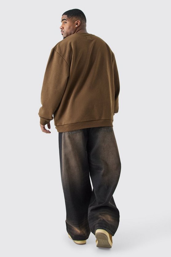 Plus Oversize Borg-Sweatshirt mit Applikation