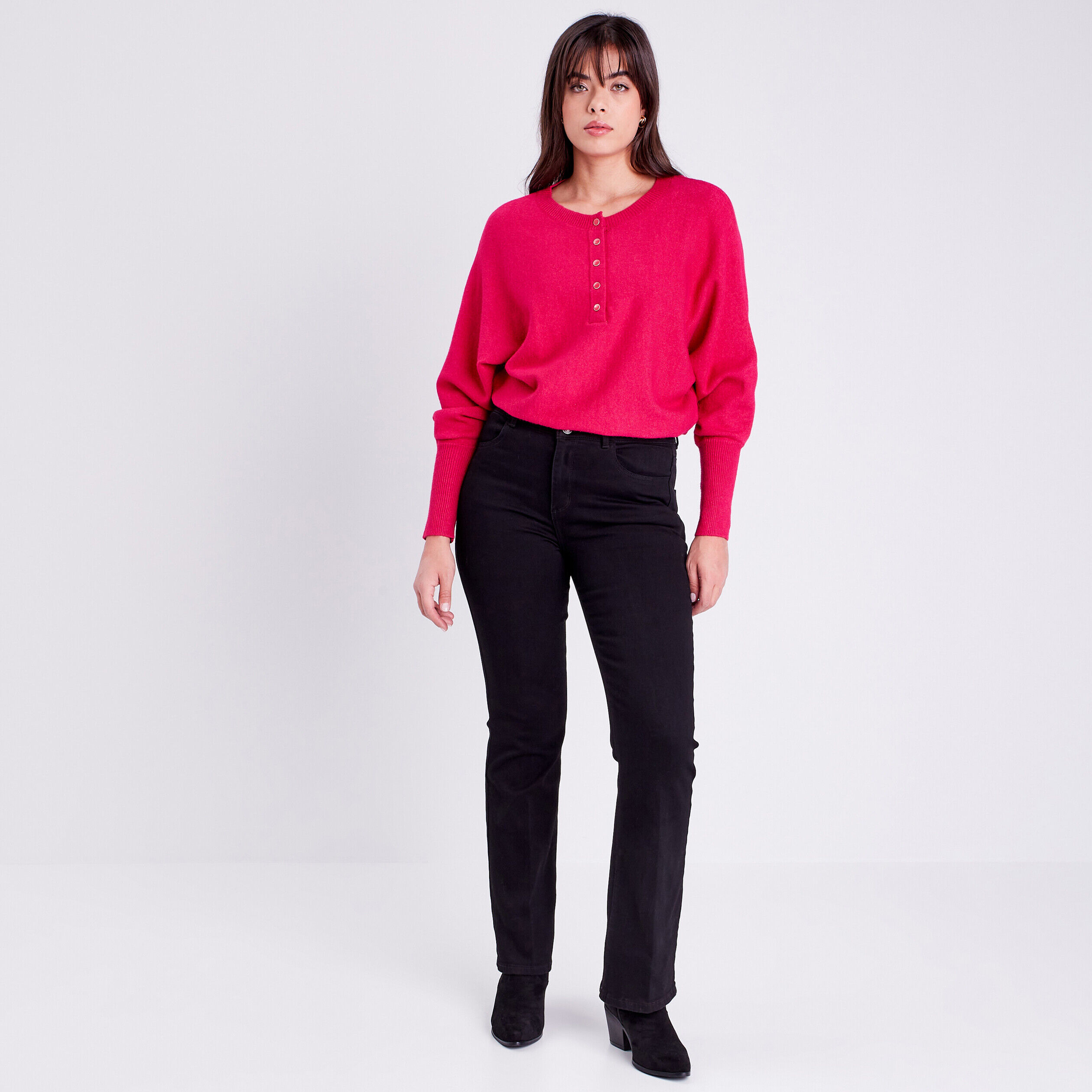 Jeans bootcut avec pattes denim noir femme | Cache Cache