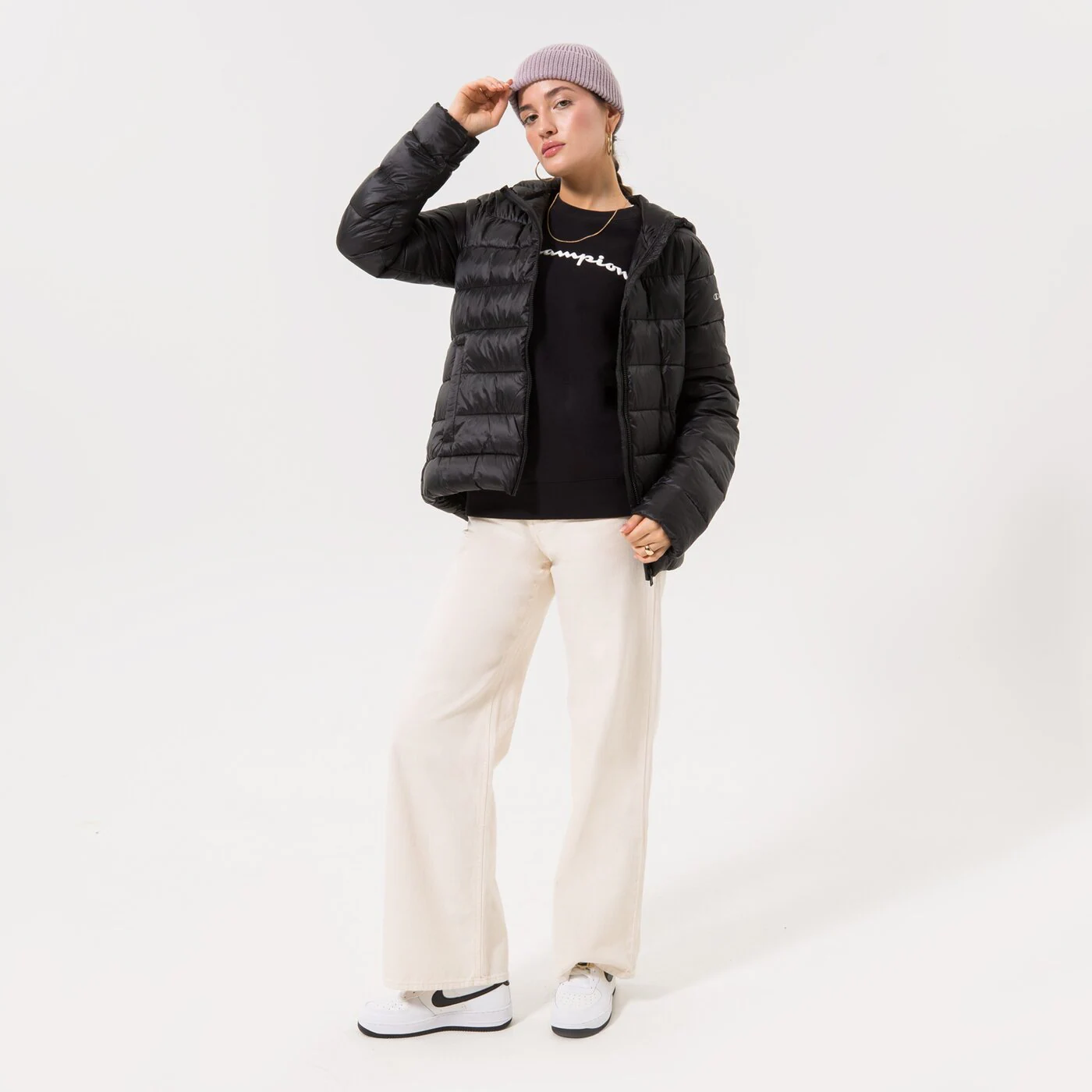 CHAMPION JACKE WINTER HOODED POLYFILLED JACKET Schwarz