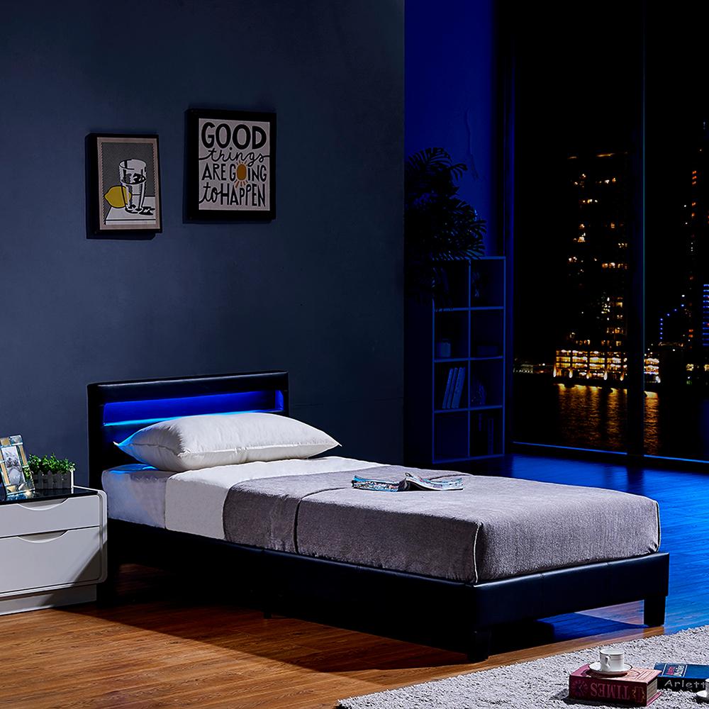 Home Deluxe LED Bett ASTRO 90 x 200 Schwarz