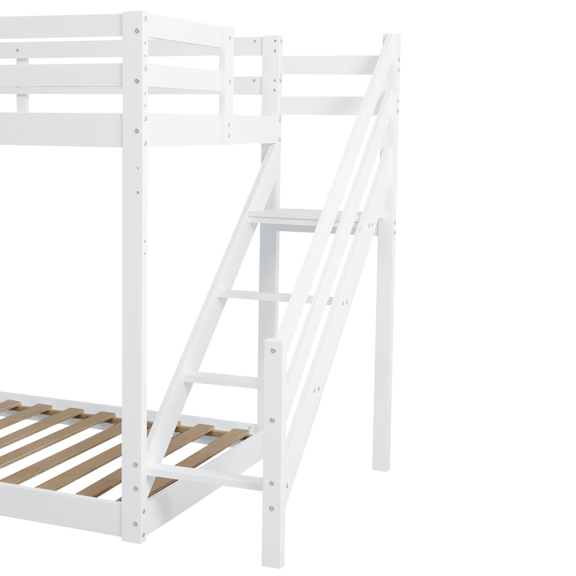 REDOM Etagenbett Holzbett Tagesbett Kinderbett Gästebett 90*200cm (mit zwei Sicherheitstreppen links und rechts, Massivholz-Etagenbett mit Lattenrost), ohne Matratze