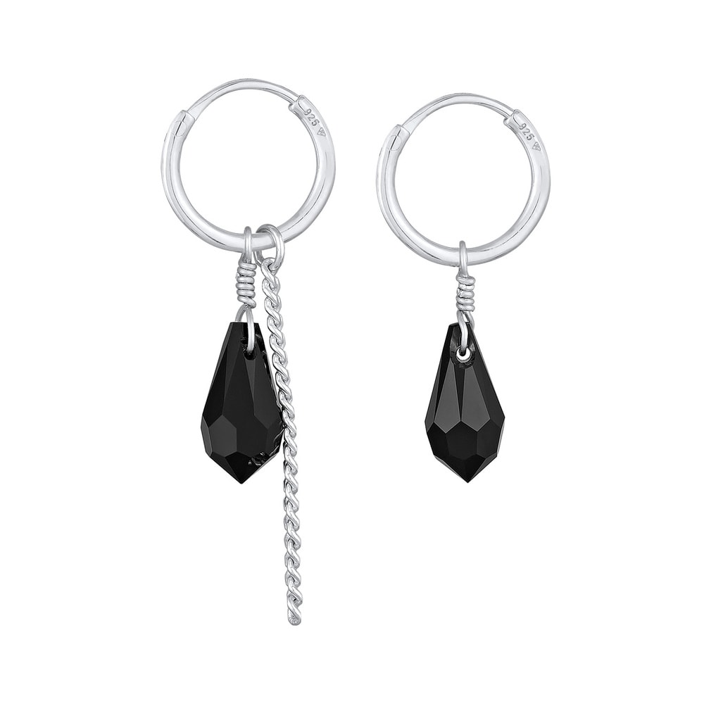 Elli Elli Boucles d'Oreilles Femmes créoles pendentif chaîne goutte avec cristal en ar Boucles d'oreilles