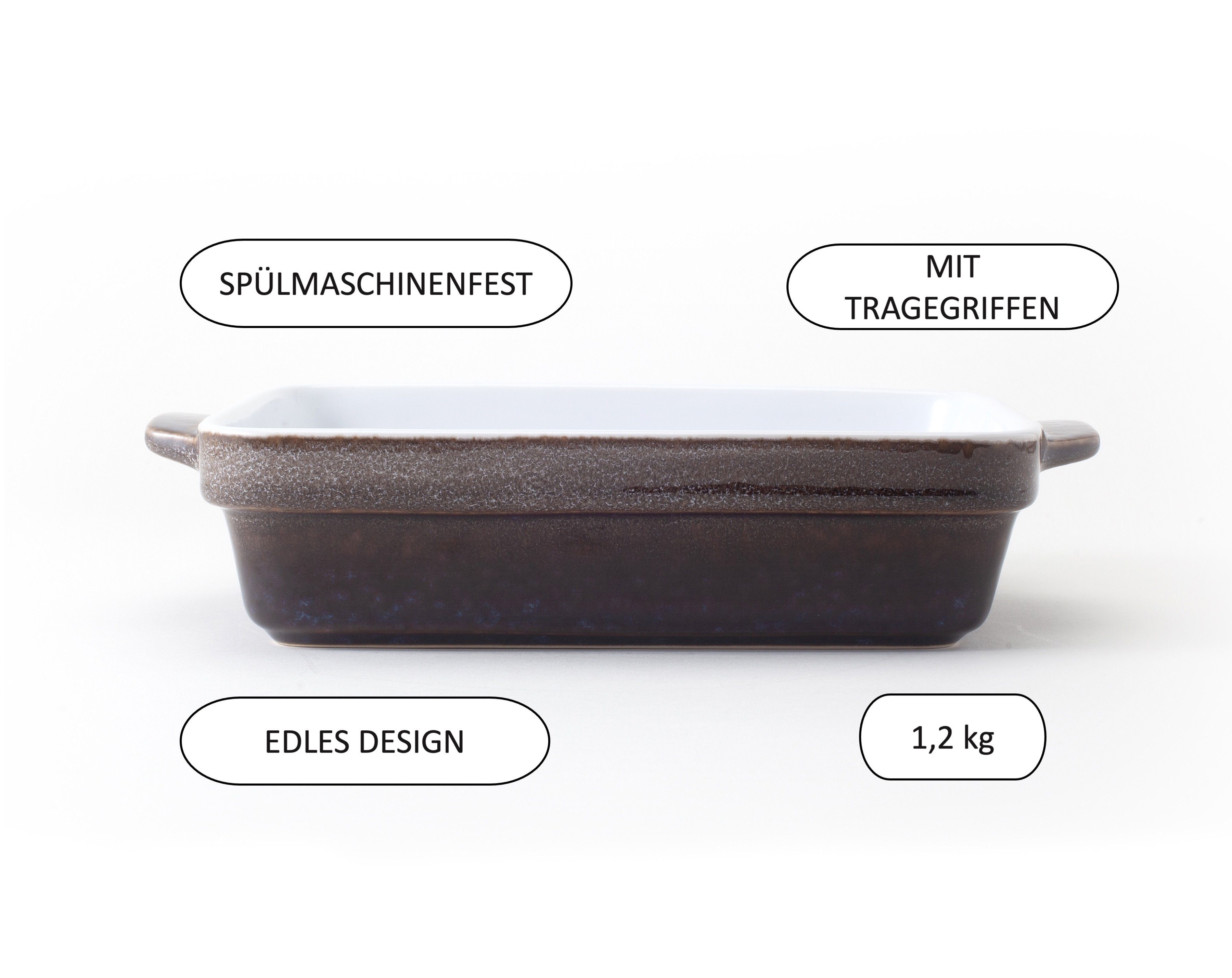 Hanseküche Auflaufform Auflaufform aus hochwertiger Keramik Auflaufform Groß, Keramik, (1-St), Kratzresistent und langlebig