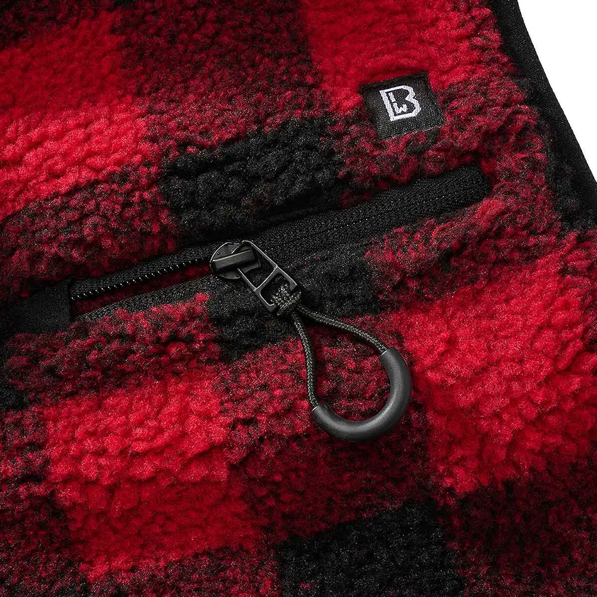 Teddyfleecce Weste rot-schwarz