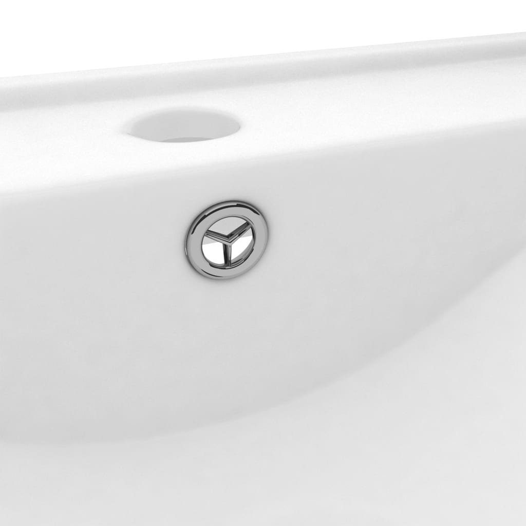 vidaXL Waschbecken Luxus-Waschbecken mit Hahnloch Matt-Weiß 60x46 cm Keramik