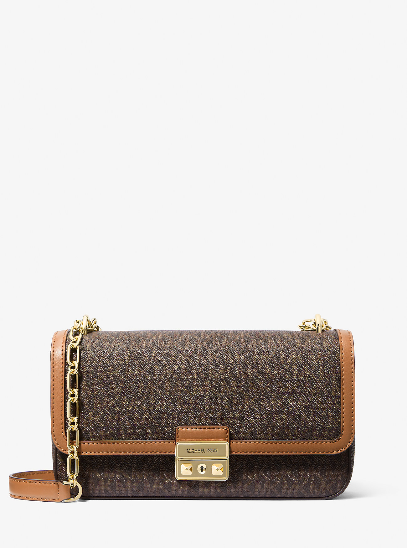 Tribeca Large Signature Logo Shoulder Bag - BRN/ACORN