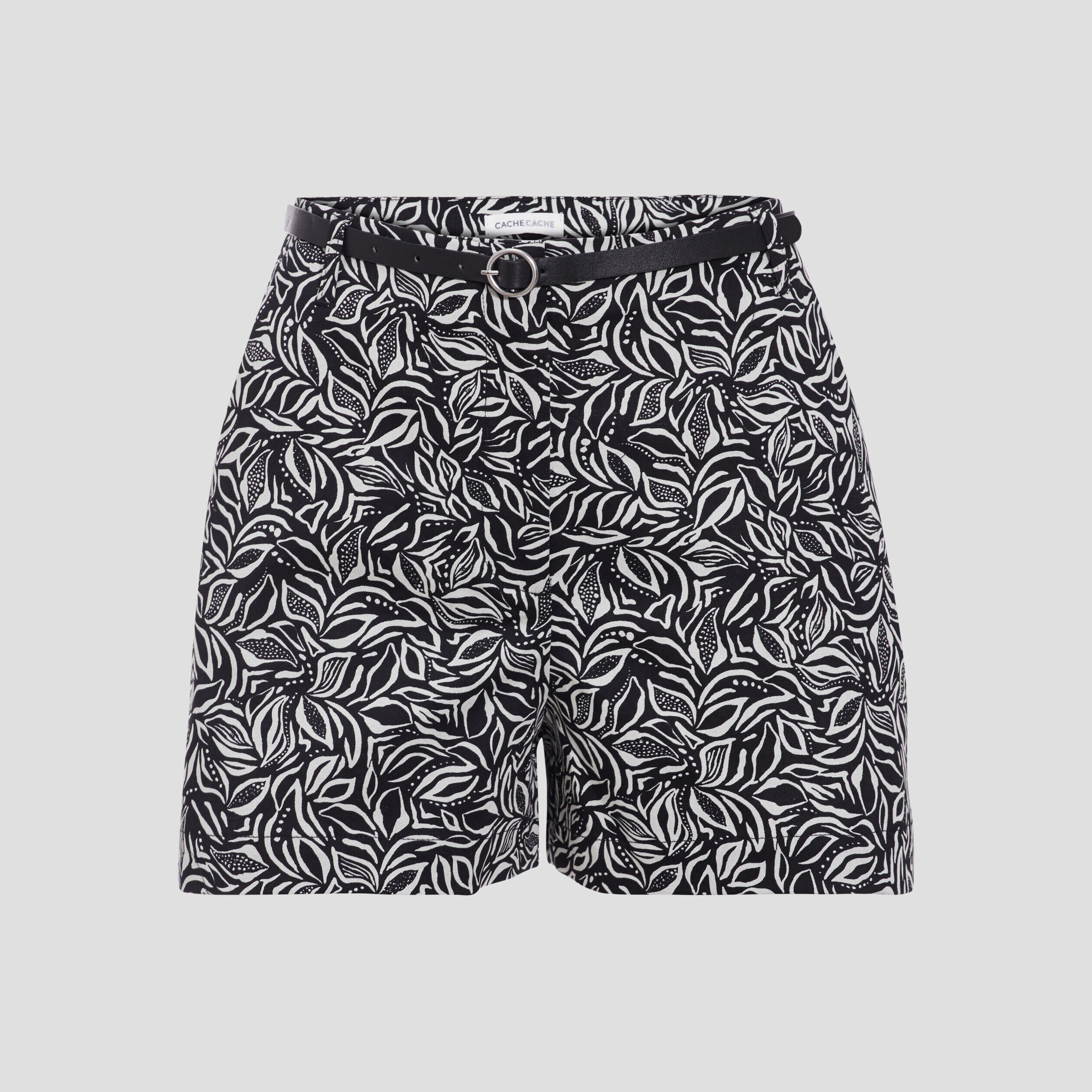 Short city paperbag ceinturé noir femme | Cache Cache