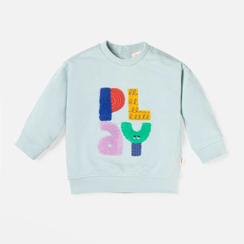 Sweat bébé garçon à maxi typo en coton recyclé bleu Catimini