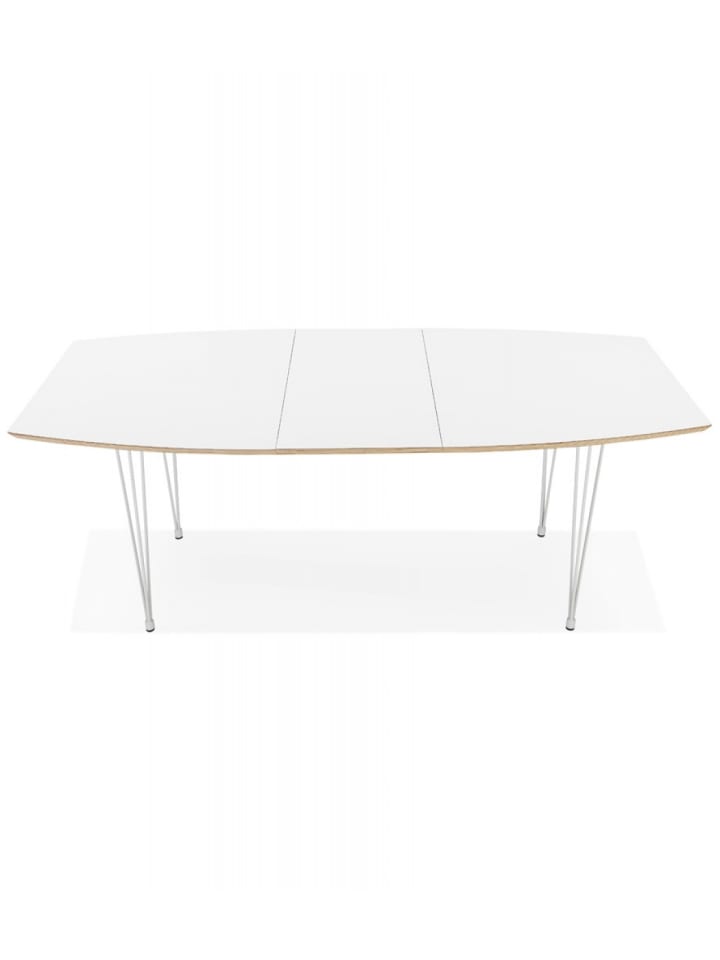 KADIMA DESIGN Ausziehbarer Esstisch aus Holz mit Metallbeinen | Moderner Stil in Weiß-Beige günstig kaufen onesize