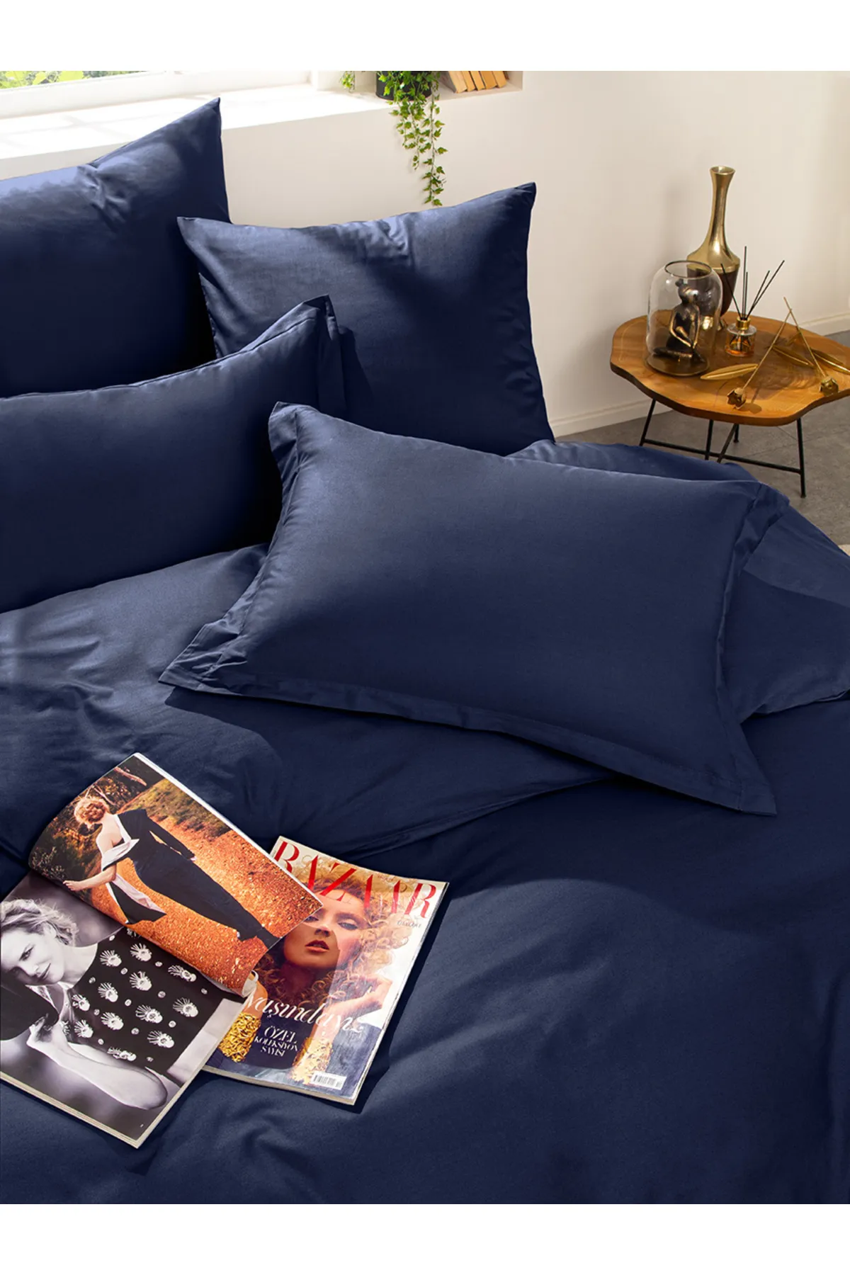 Karna Home  Klassisches Doppel-Bettbezug-Set aus Baumwollsatin