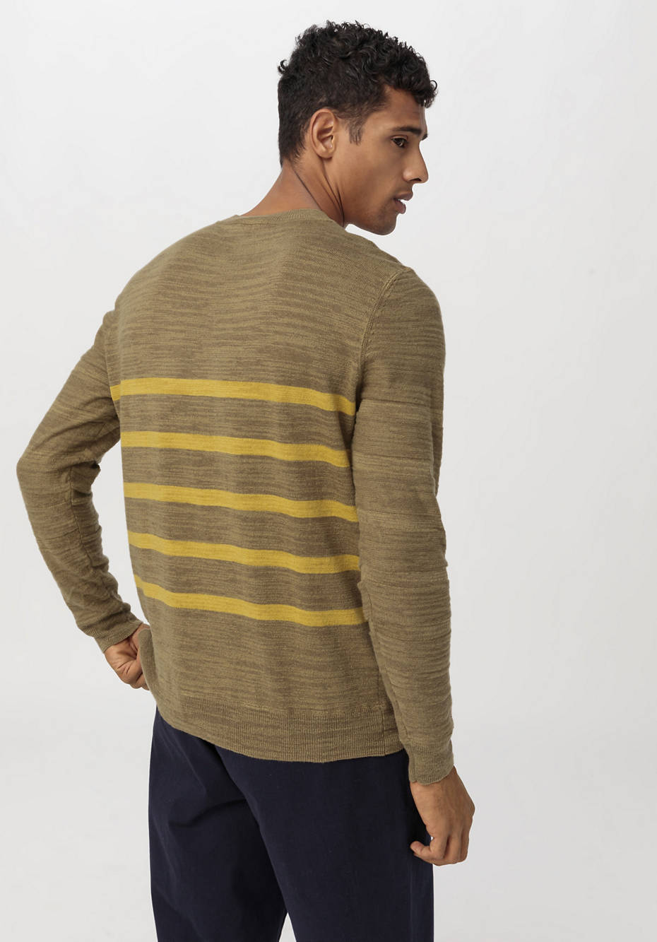 Streifen-Pullover aus Leinen mit Bio-Baumwolle