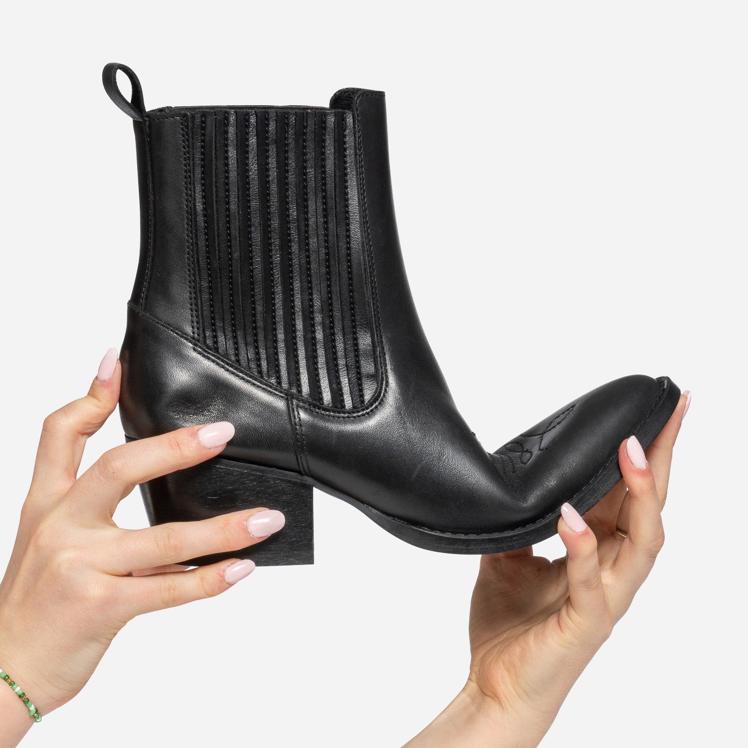Chelsea boots santiag noir éco-conçu en cuir