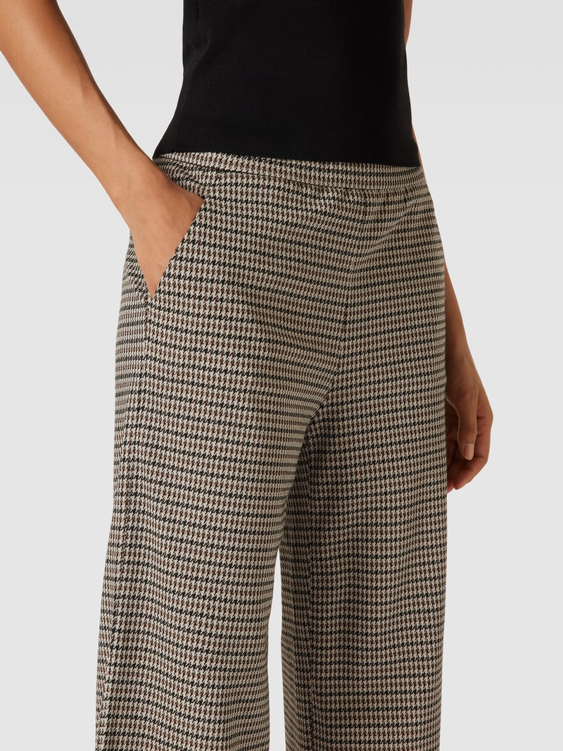Culotte mit Hahnentrittmuster Modell 'Palina' in camel