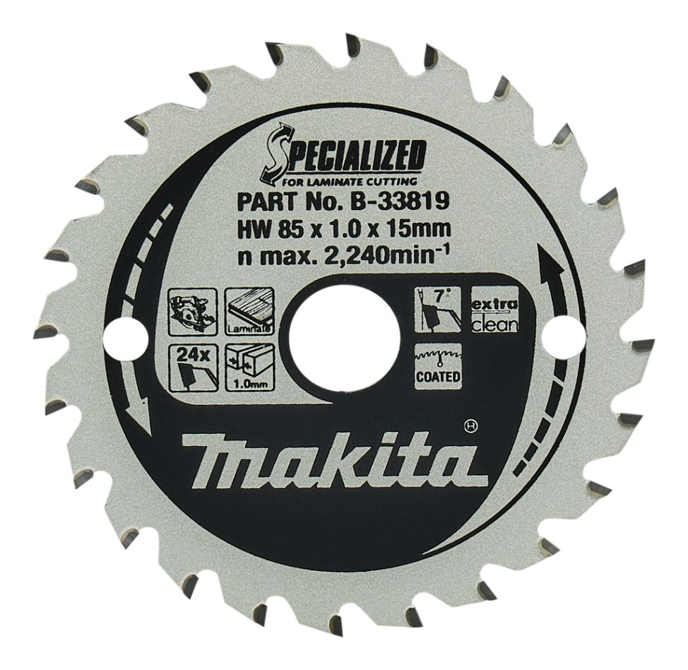 Makita Zubehör B-33819 Laminatsägeblatt 85x15x1,0 24T 7g