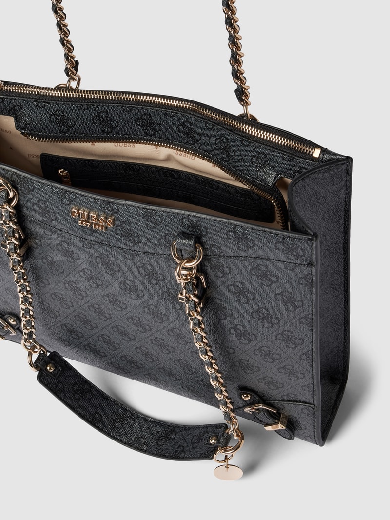 Tote Bag mit Label-Print Modell 'DIDI' in schwarz