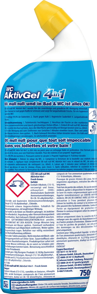 WC-Reiniger 00 Aktiv Gel 4in1 Fresh Green, 750 ml