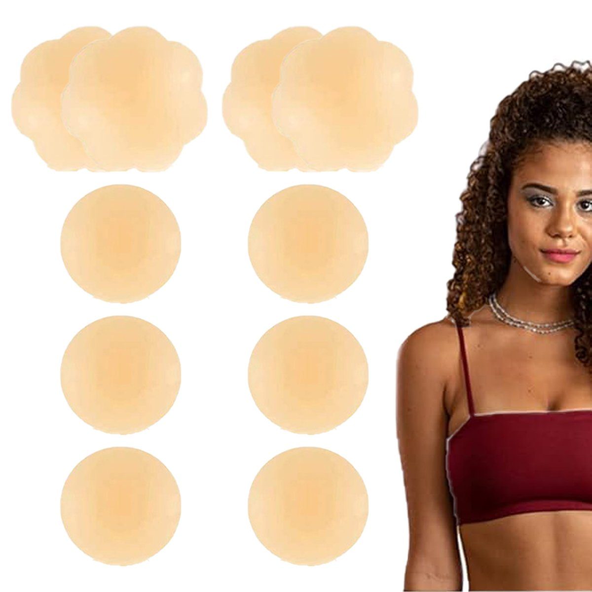 B.X BH-Einlagen 5 Paar Brustwarzenabdeckungen Damen wiederverwendbar selbstklebende (5 Paar), Silikon-Nippelpasteten, klebrige BH-Pasties mit Blütenblättern