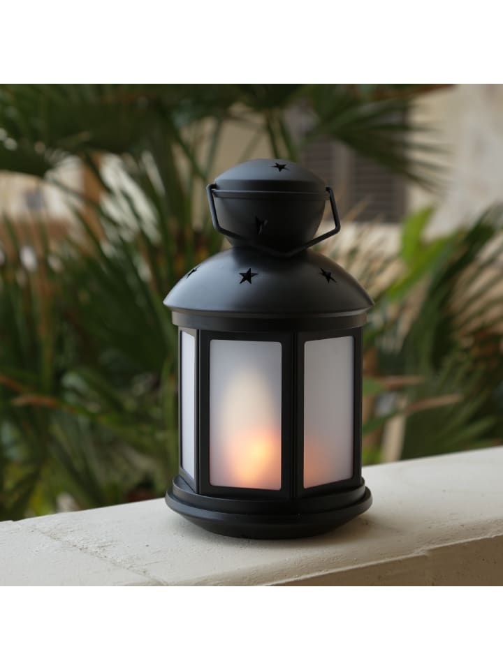 MARELIDA LED Laterne mit Flammeneffekt Batteriebetrieb H: 22cm in schwarz günstig kaufen onesize