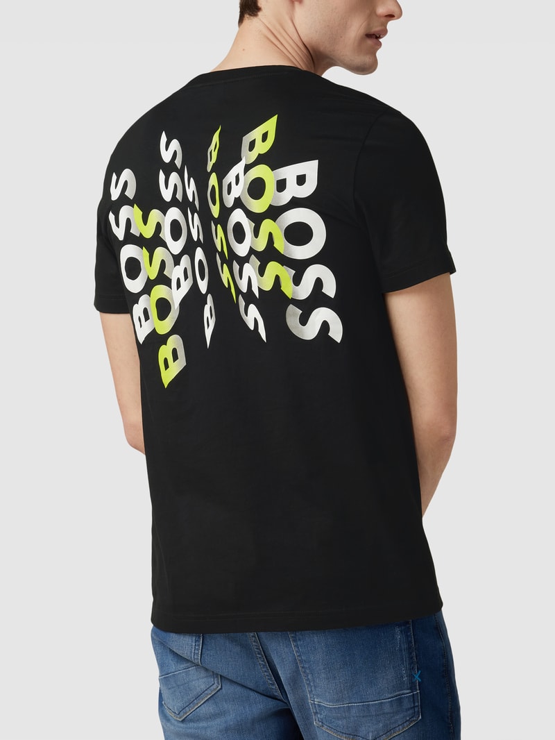 T-Shirt mit Label-Print Modell 'Tee' in schwarz