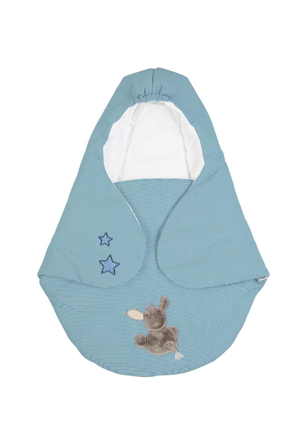 Einschlagdecke wattiert Esel Emmi aus Jersey, Blau
