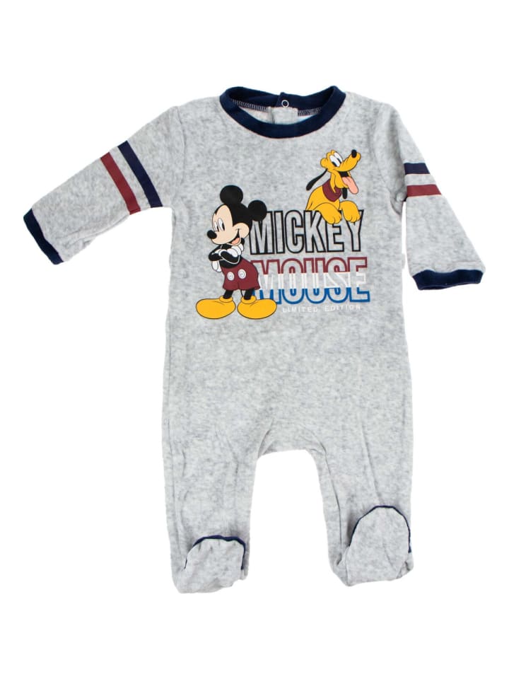Disney Mickey Mouse Mickey Maus Baby-Overall – Kuscheliger Schlafanzug Weicher Einteiler in Grau günstig kaufen
