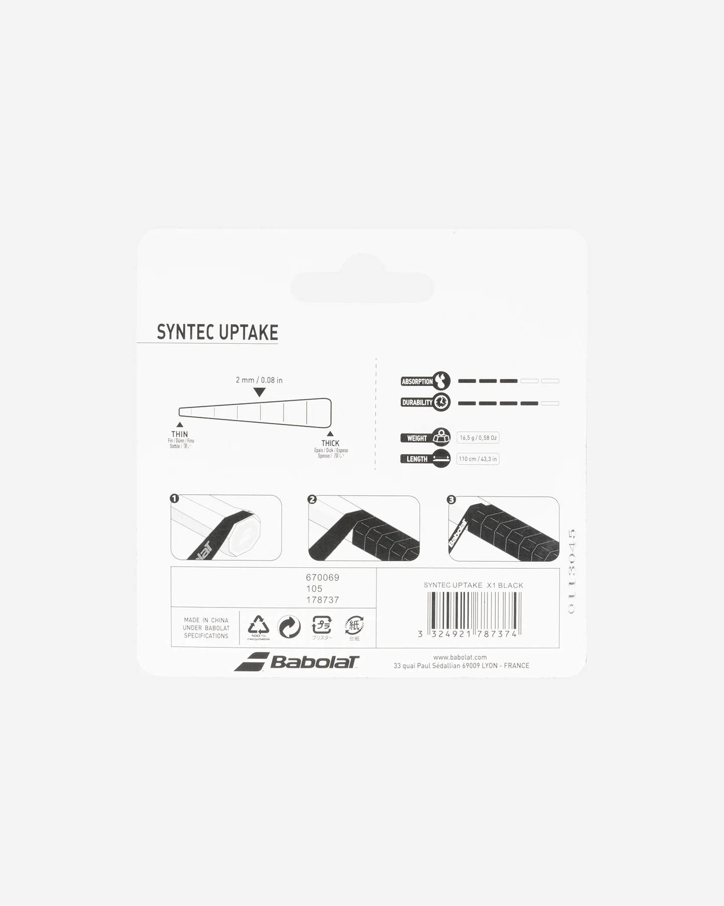 Grip Tennis Babolat Syntec Uptake 670069-105