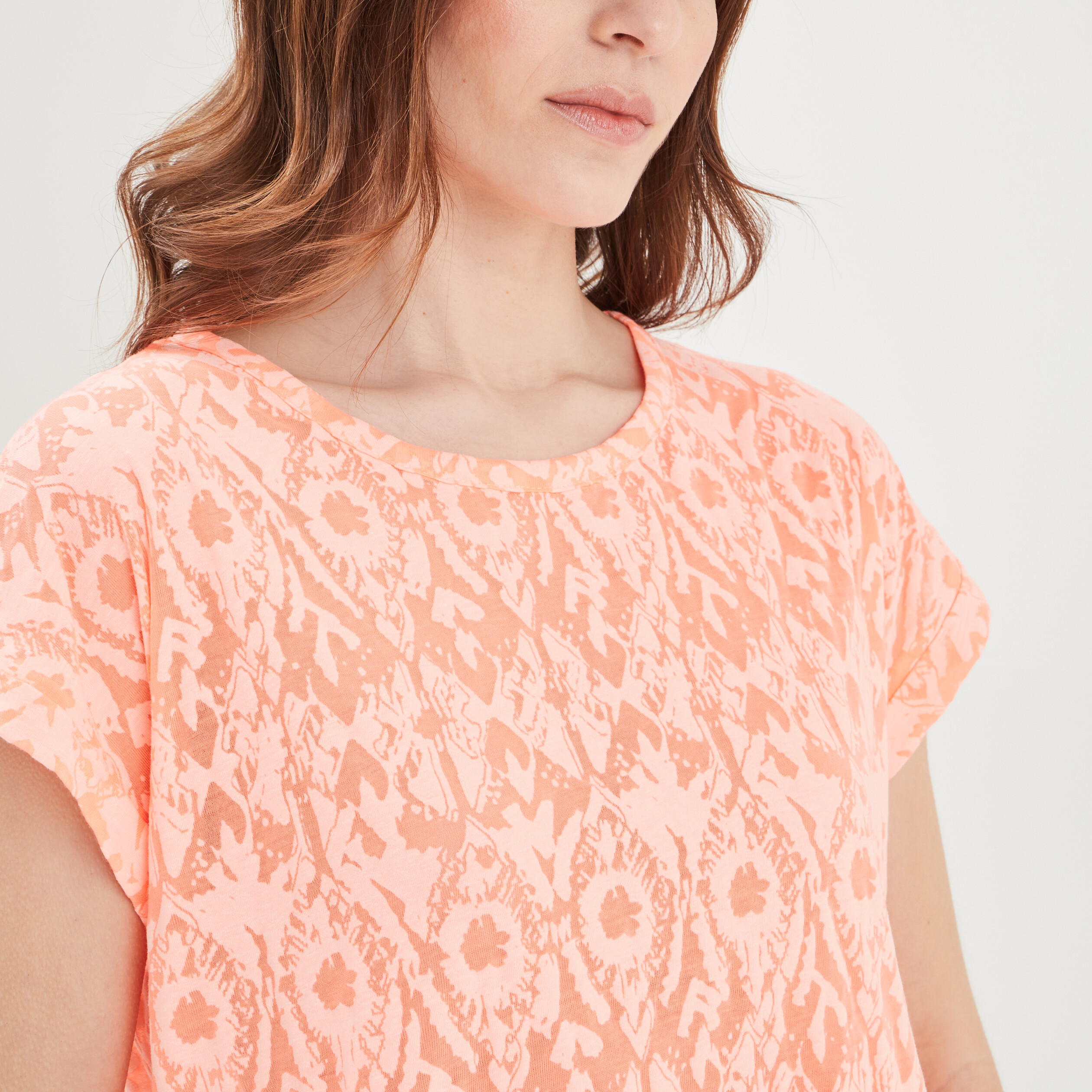 T-shirt ajusté manches courtes Creeks orange fluo femme | La Halle