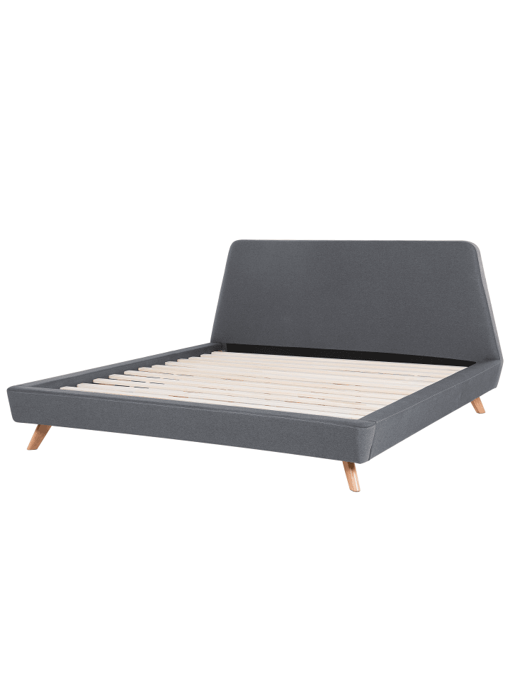 Beliani Doppelbett VIENNE in Grau/Heller Holzfarbton - (W) 200 x (H) 103 x (L) 220 cm günstig kaufen onesize