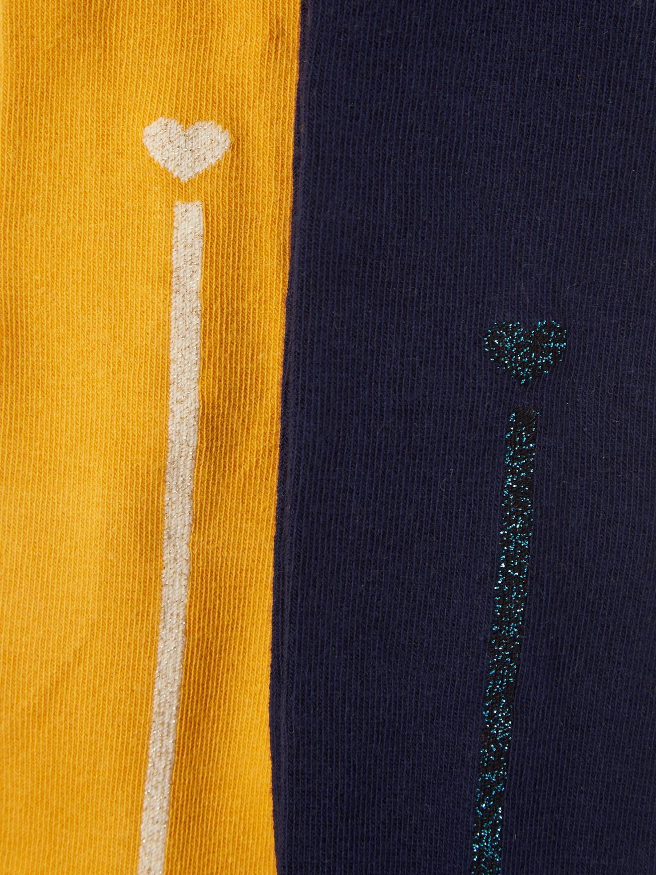 Vertbaudet 2er-Pack Mädchen Strumpfhosen, Glitzerstreifen Oeko-Tex - senfgelb+nachtblau