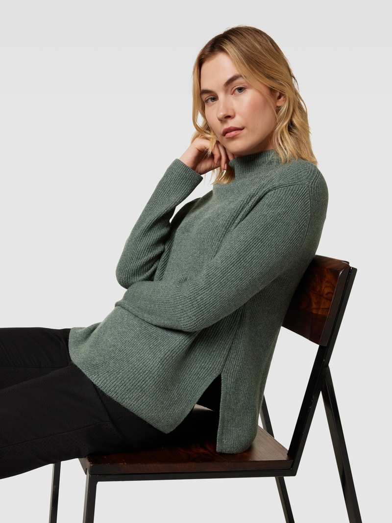Strickpullover mit Turtleneck in dunkelgrün meliert