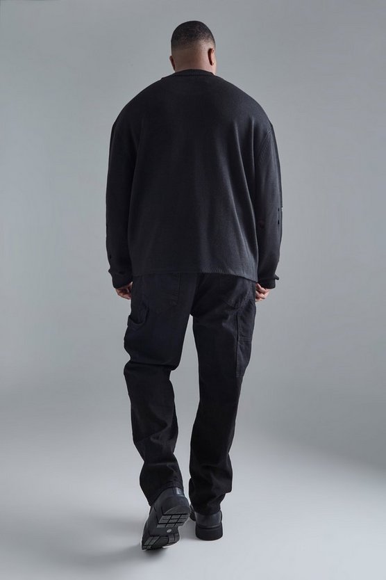 Plus zerrissener Oversize Pullover