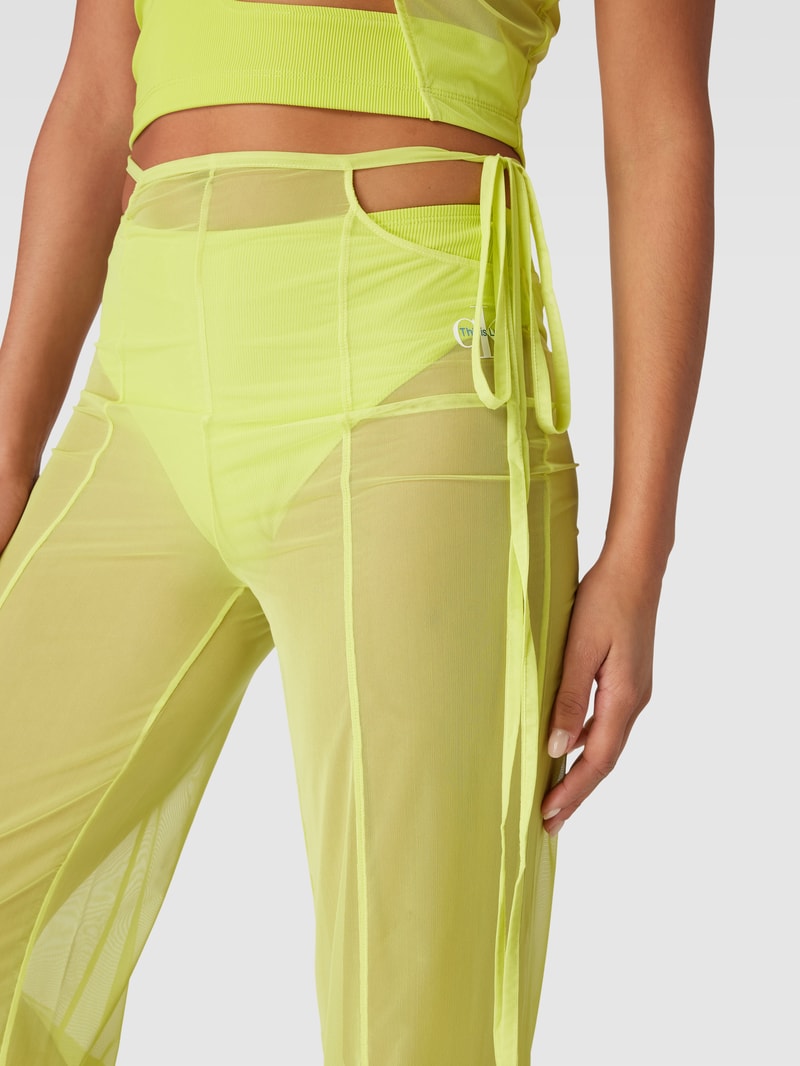Hose mit Label-Stitching in neon gelb
