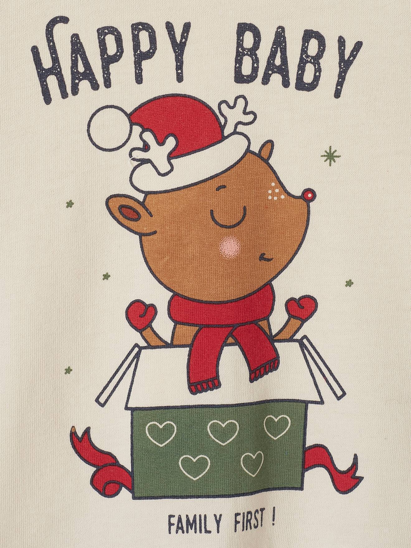 Vertbaudet Baby Weihnachts-Schlafanzug Capsule Collection FAMILY FIRST Oeko-Tex - wollweiß