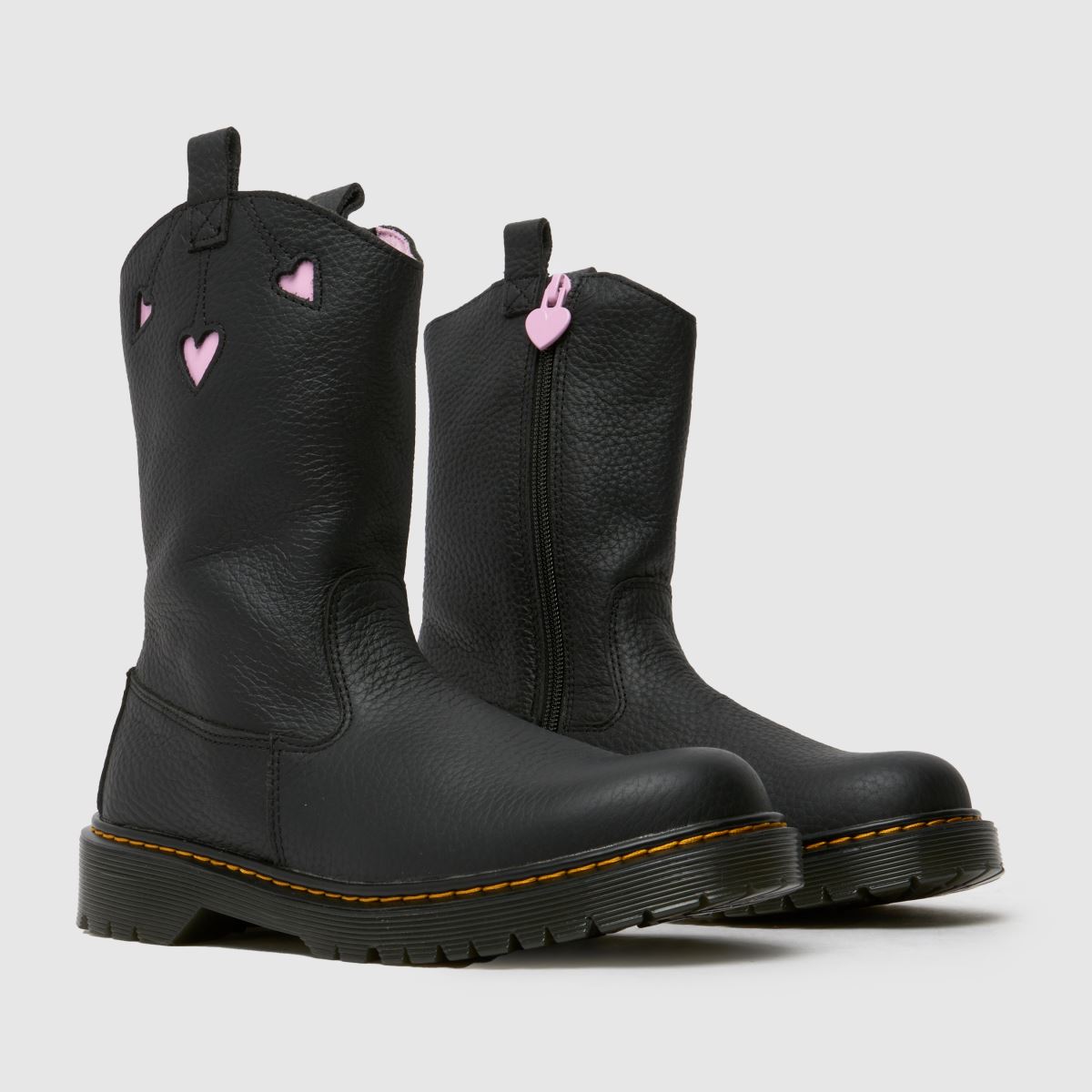 Dr Martens svarta Bex Heart pull-on flickstövlar för barn